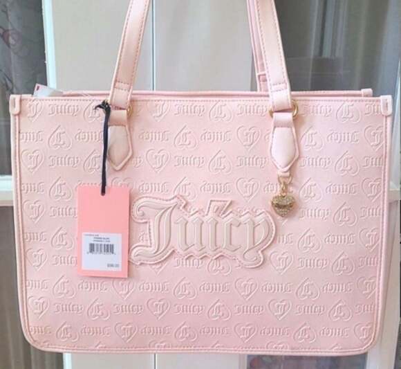 Juicy Couture Handbags - NWT Juicy Couture Upgrade U Tote‎ Powder Blush Pink Embossed Logo Bag